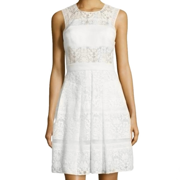 Rebecca Taylor White Silk Layered Effect Floral Lace Combo Dress - Size 8 - Picture 2 of 15